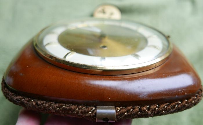 Vintage Junghans Exacta Wall Clock Mid Century Wood Frame Rope Trim Mcm (works Well)