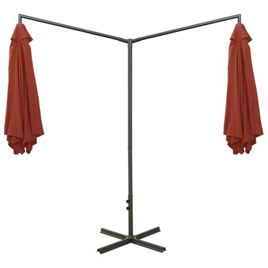 Double Parasol with Steel Pole Terracotta 600 cm