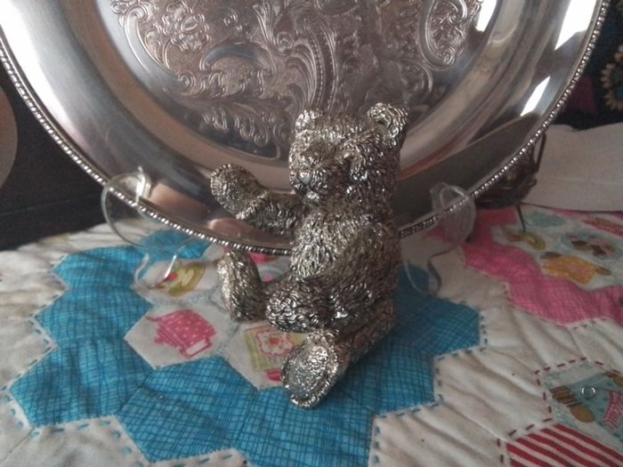 Silver Teddy Bear Ornament