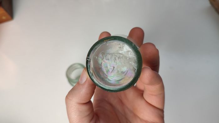 234 - Set of 3 Vintage Clear Glass Bottom Embossed Letters Science Medicine Pills Chemicals Collectible Decorative Jars