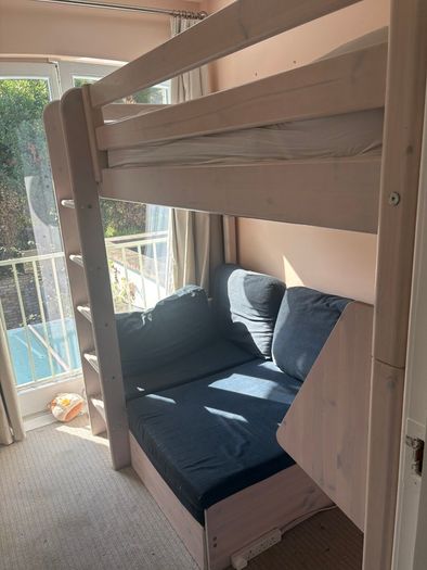 Flexa high bed with desk, sofa and ladder