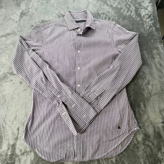 Ralph Lauren - Womens - Size 10 - Purple Stripe Long Sleeve Cotton Shirt