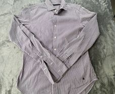 Ralph Lauren - Womens - Size 10 - Purple Stripe Long Sleeve Cotton Shirt