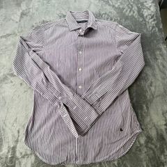 Ralph Lauren - Womens - Size 10 - Purple Stripe Long Sleeve Cotton Shirt