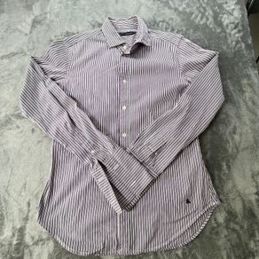 Ralph Lauren - Womens - Size 10 - Purple Stripe Long Sleeve Cotton Shirt