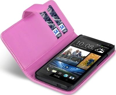 HTC ONE Wallet Case Cover in Black / Pink / Red