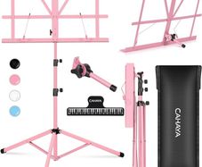 Sheet Music Stand Metal Portable with Carrying Bag, Sheet Music Folder, Projector Stand, Portable Podium Stand, Laptop Stand Pink
