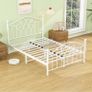 4ft6 Double Bed Frame with Headboard and Footboard Metal Bed Frame Double Mattress Foundation No Box Spring Needed/Easy Assembly/Bedstead Base/White Image 2