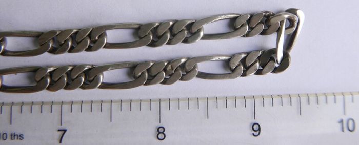 Vintage Sterling Silver 925 Figaro Necklace 20" Long Chain Link Flat Vintage Silver Sterling Gift Men 37,6g