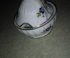 Vintage Tara bone china small jam dish with lid.