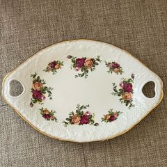 Vintage Royal Albert Old Country Roses Oval Tray With Heart Cut Out Handles 9.5"