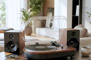 Record Player Teak Finish with Speakers