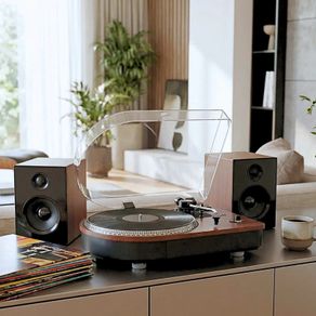 Record Player Teak Finish with Speakers