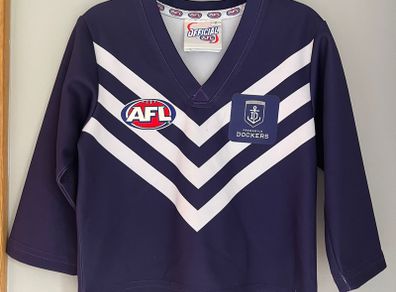 Fremantle Dockers AFL long sleeve guernsey Age 2 EUC