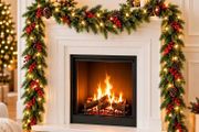 2Pack 2M Christmas Garland with 5m String Lights for Xmas Decoration Artificial Pine Garland with Red Berries &amp; Pinecones with 8 Lighting Modes for Stairs, Fireplace, Indoor &amp; Outdoor Decoration