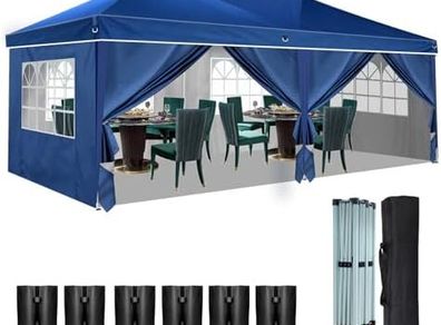 Pop Up Gazebo, Gazebo with Removable Sidewalls, Sturdy Frame, Weather-Resistant Protection, Ideal for Outdoor Events, Parties, and Markets (blue)