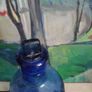 blue glass, vintage bottle, vintage apothecary bottle, vintage chemist bottle Image 2