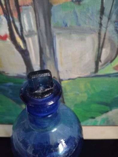 blue glass, vintage bottle, vintage apothecary bottle, vintage chemist bottle