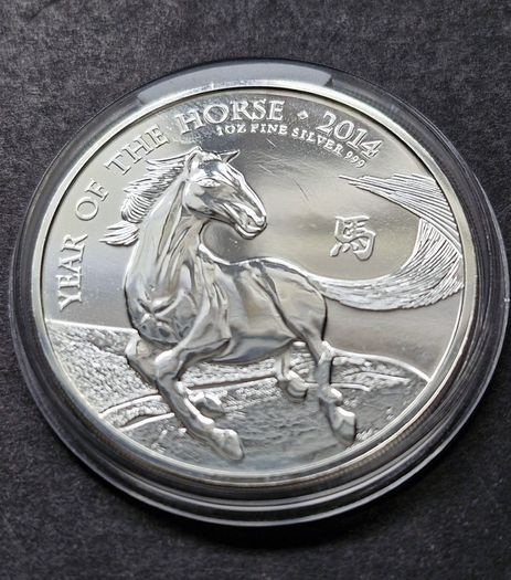 1 Oz Silver 2 Pounds Lunar Year Of The  Horse 2014 Coin