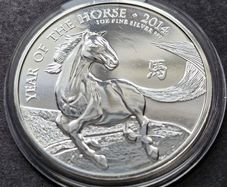 1 Oz Silver 2 Pounds Lunar Year Of The  Horse 2014 Coin