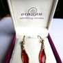Vintage Gold Plated Red Red Teardrop Earrings Image 4