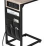 C-Shaped Side Table with Charging Station, 2 USB & AC Outlets, Coffee Bedside Table with Cloth Storage Bag for Small Spaces, Sofa, Living Room, Bedroom, Grey Image 3