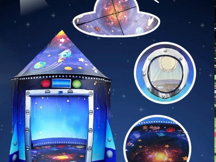 Play Tent Unique Space Tent for Indoor and Outdoor Fun, Portable Pop Up Play Rocket Tent Foldable Playhouse with Carry Bag, Gift for Kids (FREE POSTAGE)