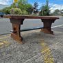 Solid Oak Rustic Coffee Table - Trestle Base Image 2