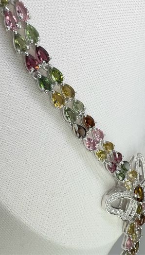 Silver Multi Tourmaline & Zircon Butterfly Lariat