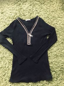 M.B.21 size L/XL black blouse with a zipper, decorated with cubic zirconia