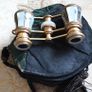 Antique Mother of Pearl Opera Glasses and Bag Image 5