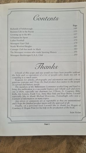 Monageer County Wexford Millennium Memories. Paperback In Good Condition.