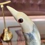 Vintage Mid Century Hand Carved Dykehead Scotland Penguin Bovine Horn Figure Image 9