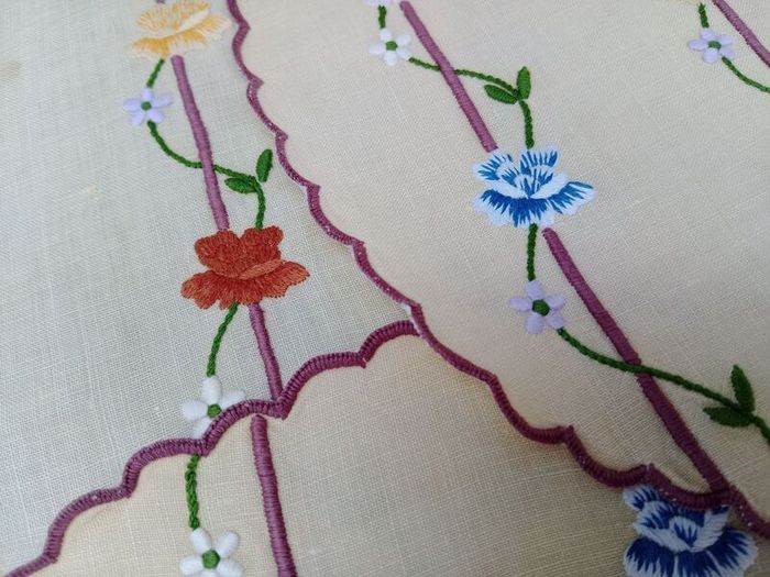 vintage hand embroidered, table mats and coasters