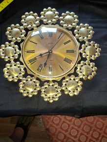 West German Acctim quartz Working Wall Clock featuring a gold-toned Starburst or Petal Design, Postage Available or Collection