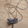 Vintage sterling silver Dragon fly pendant necklace Image 2