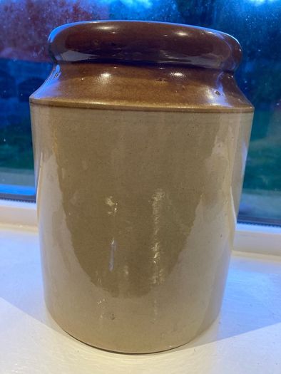 Large Antique glazed stoneware pot 20cm tall
