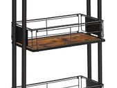 _Serving Trolley, Kitchen Trolley, Kitchen Shelf on Wheels, 3 Levels, 360 Rotation, for Kitchen, Dining Room, Living Room, Study Room, Vintage Brown/Black