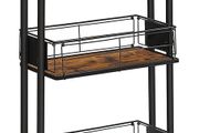 _Serving Trolley, Kitchen Trolley, Kitchen Shelf on Wheels, 3 Levels, 360 Rotation, for Kitchen, Dining Room, Living Room, Study Room, Vintage Brown/Black