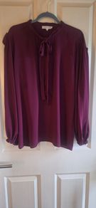 Womens Designer Bow Tie Purple  Blouse.