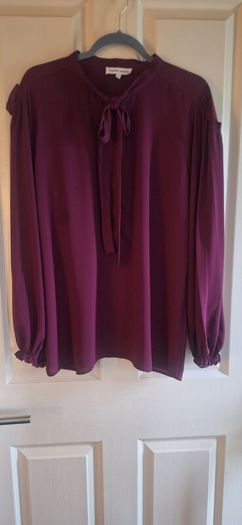 Womens Designer Bow Tie Purple  Blouse.