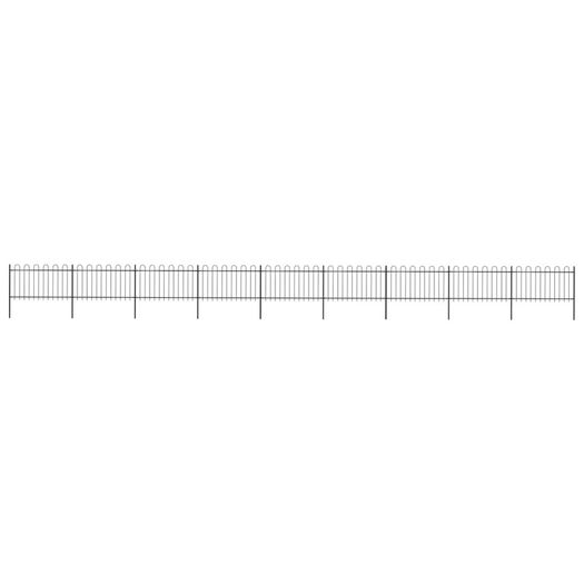 Garden Fence with Hoop Top Steel 15.3x1 m Black