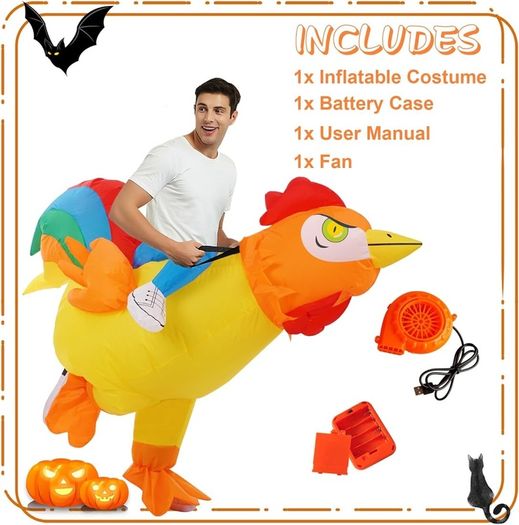 Inflatable Costume Chicken Halloween Costumes Adult Kid Inflatable Costumes for Men Women Blow up Costumes Funny Fancy Dress Party