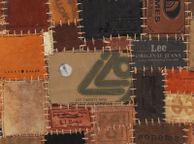 main image for ad Rug Genuine Leather Jeans Label Patchwork 160x230 cm Brown