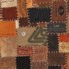 Rug Genuine Leather Jeans Label Patchwork 160x230 cm Brown
