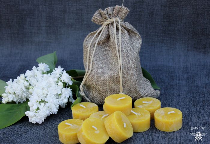 10 or 20 Pure Beeswax Tealights ... (with cups or refills with no cup) | Tea Light refills | Natural candles | Zero Waste Insert Candle | No Cups Tealights | Aromatherapy