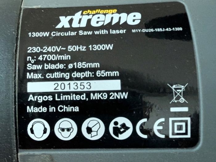 Circular Saw Challenge Xtreme 1300W  with Laser + Brand New Meister 185mm Blade