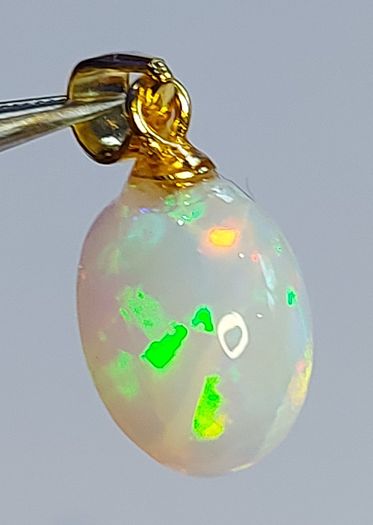 Ethiopian Fire Opal Pendant 2.93ct on Goldplated S925 Silver