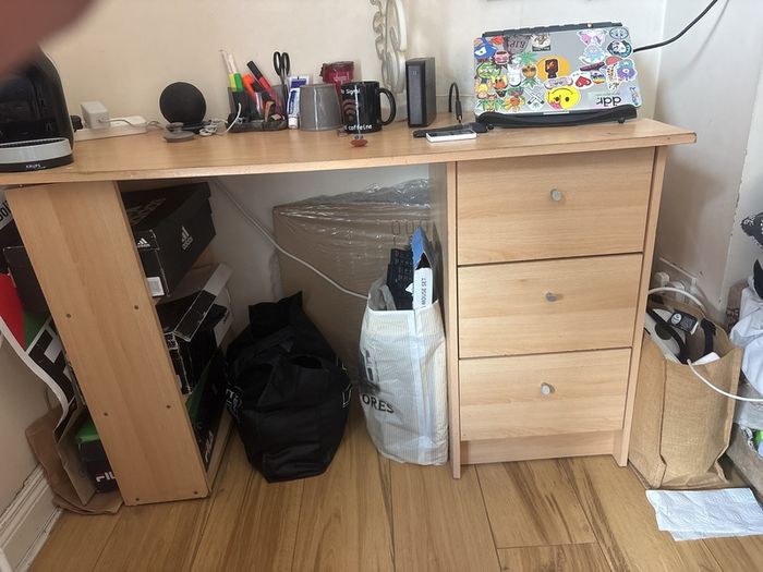Desk with drawers and shelves