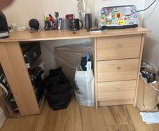 Desk with drawers and shelves
